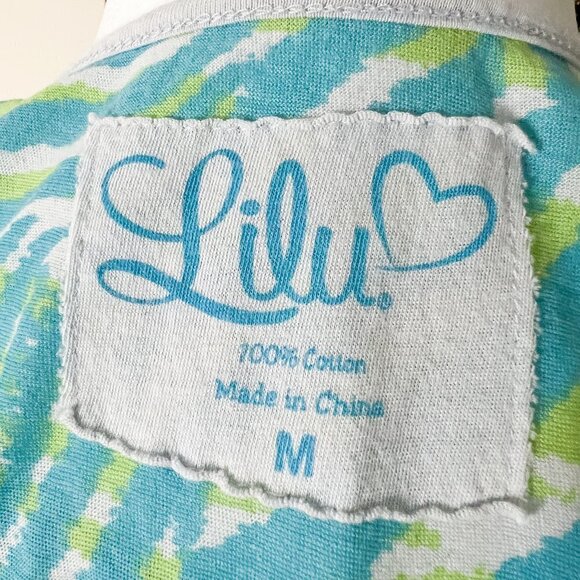 Lilu Tank Top | Blue & Green Zebra Print | Size Medium | 100% Cotton | Y2K - Picture 7 of 7